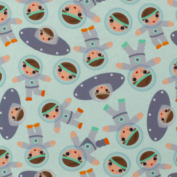 Stay Dry Printed PUL - Astronauts - Mint