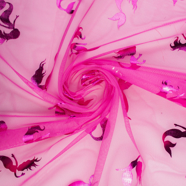 Foil Printed Tulle - Mermaid - Pink