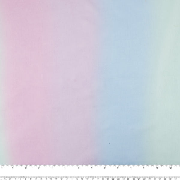 Organdie à  rayure arc-en-ciel - Bleu