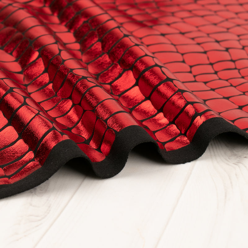 MARDI GRAS - Costuming Fabric - Crocodile - Red