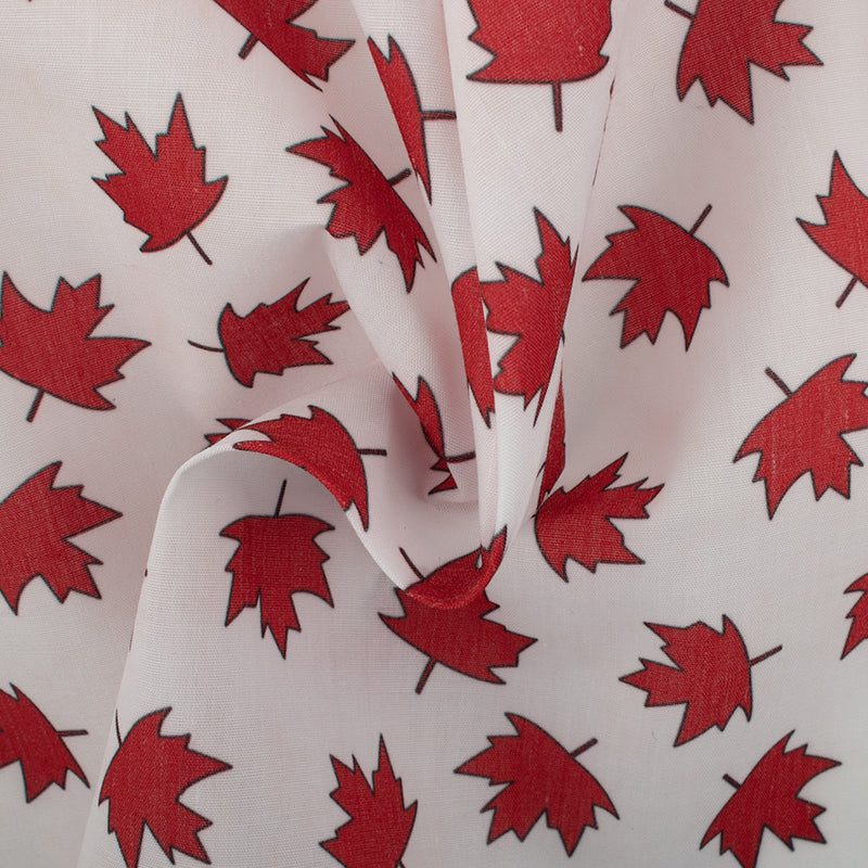 Patriotic prints - Small maple leaf - White - Red