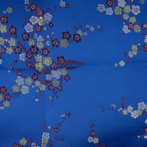 Brocart Chinois - Fleur de cerisier - Bleu royal