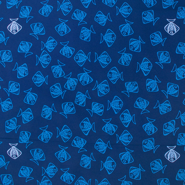 Printed soft Shell - Fish - Royal blue - Protection UV 50+