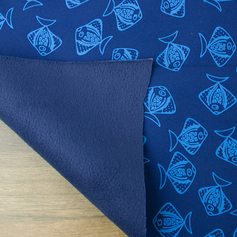 Printed soft Shell - Fish - Royal blue - Protection UV 50+