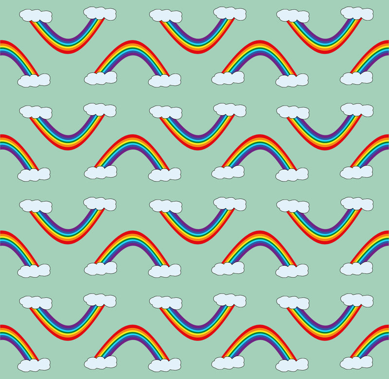 Stay dry digital printed PUL - Rainbow - Mint