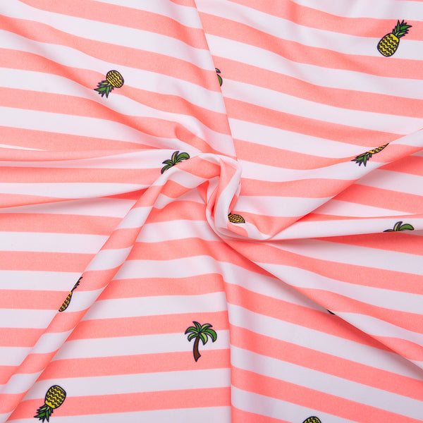 Bathing Suit Print - Pineapple / Stripe - Coral