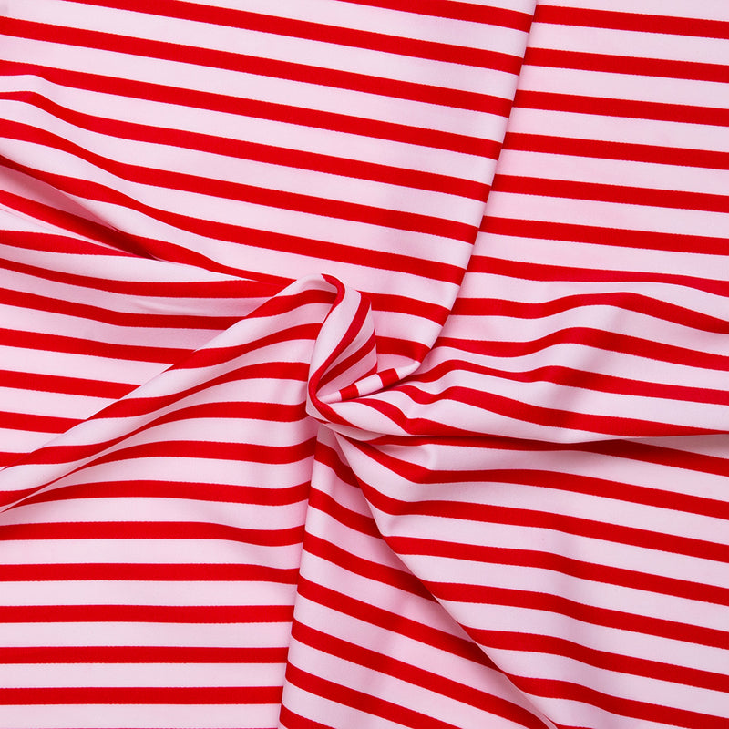 Tissu imprimé pour costume de bain - Rayures - Rouge