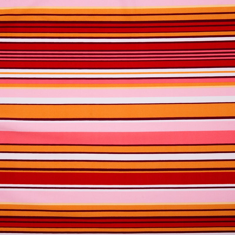 Tissu imprimé pour costume de bain - Rayures - Rose / Rouge / Orange