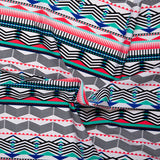 Tissu imprimé pour costume de bain - Rayure géométrique - Rouge / Bleu