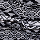 Tissu imprimé pour costume de bain - Rayure géométrique - Noir
