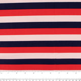 Tissu imprimé pour costume de bain - Rayures - Noir / Blanc / Rouge