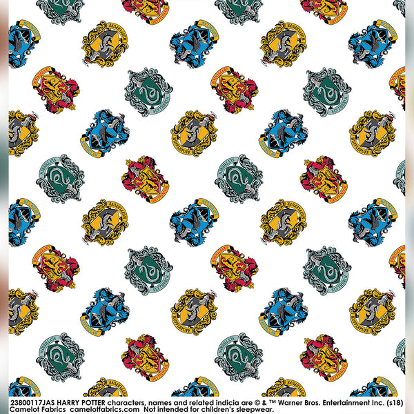 HARRY POTTER Cotton Print - Crests - white