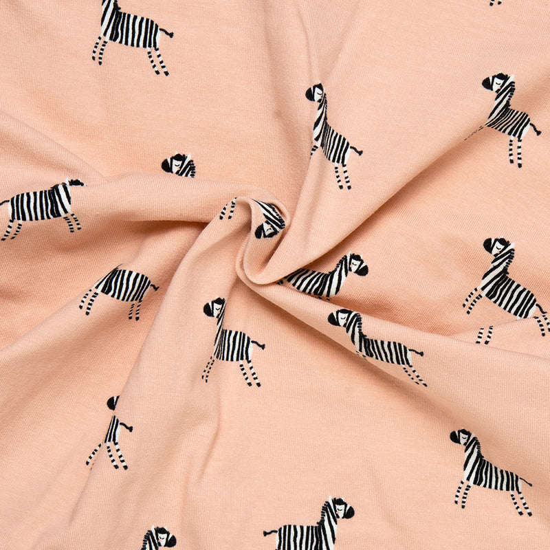 Cotton Lycra Knit Print - IMA-GINE F21 - Zebra - Peach