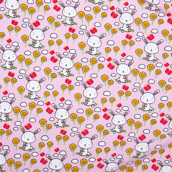 Cotton Lycra Knit Print - IMA-GINE F21 - Rabbits - Pink