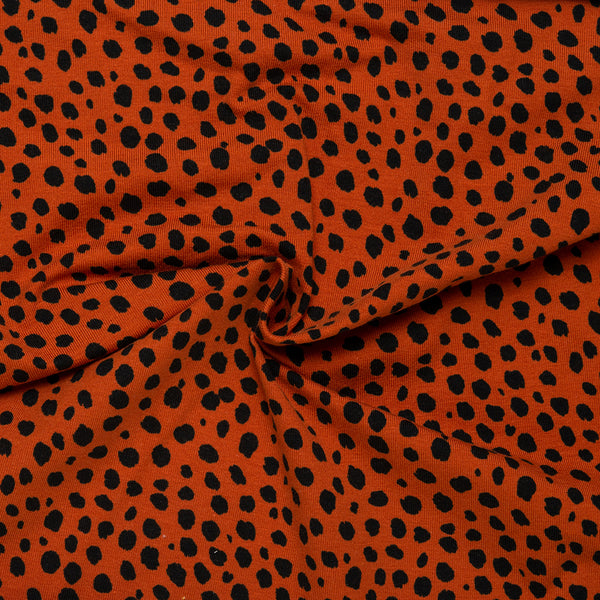 Tricot coton lycra imprimé - IMA-GINE F21 - Léopard - Orange