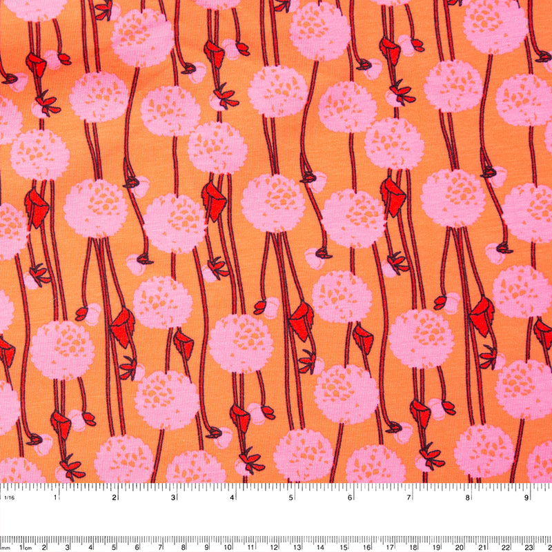 Cotton Lycra Knit Print - IMA-GINE F21 - Dandelion - Orange
