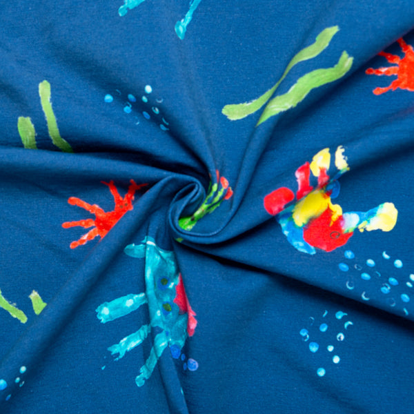Cotton Lycra Knit Print - IMA-GINE F21 - Finger print - Blue