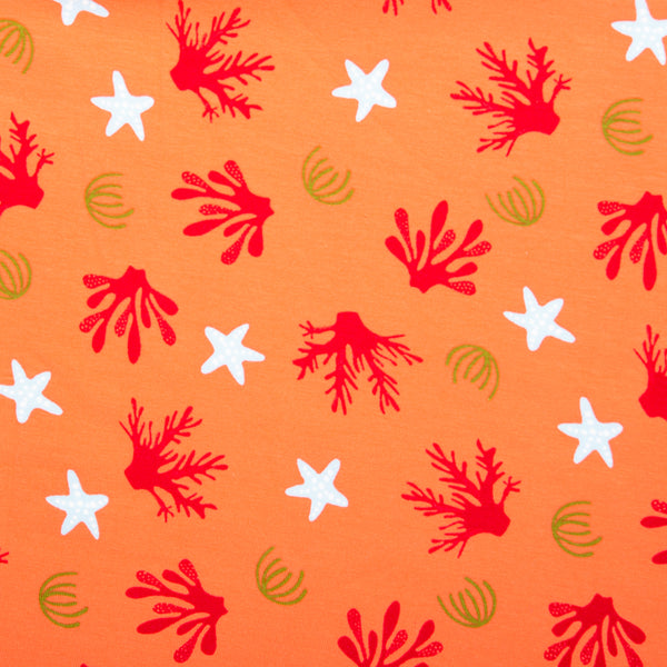 Cotton Lycra Knit Print - IMA-GINE F21 - Sea life - Orange