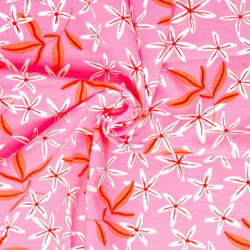Cotton Lycra Knit Print - IMA-GINE F21 - Flowers - Pink