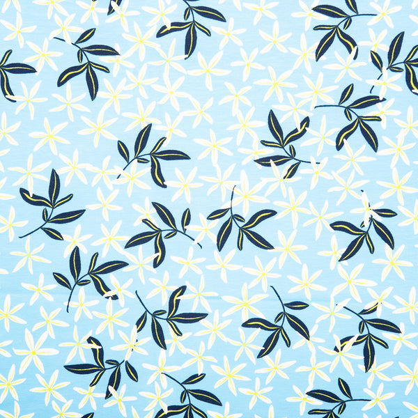 Cotton Lycra Knit Print - IMA-GINE F21 - Flowers - Blue