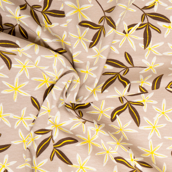 Cotton Lycra Knit Print - IMA-GINE F21 - Flowers - Brown