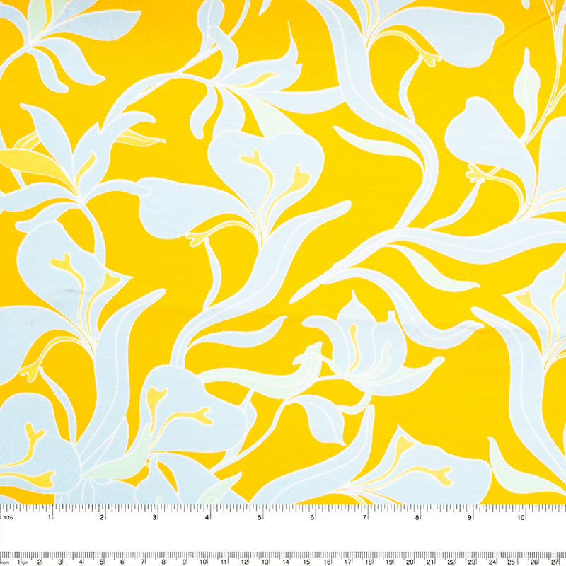 Cotton Lycra Knit Print - IMA-GINE F21 - Lily - Yellow