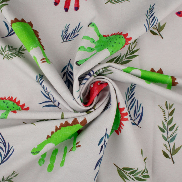 Cotton Lycra Knit Print - IMA-GINE F21 - Finger print - White