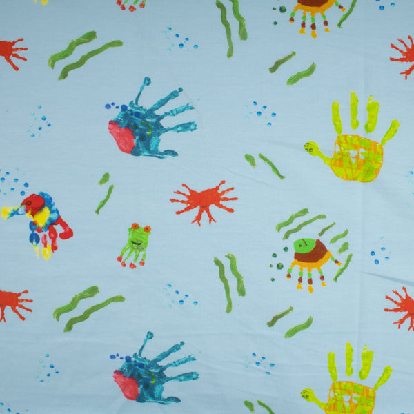 Cotton Lycra Knit Print - IMA-GINE F21 - Finger print - Sky blue