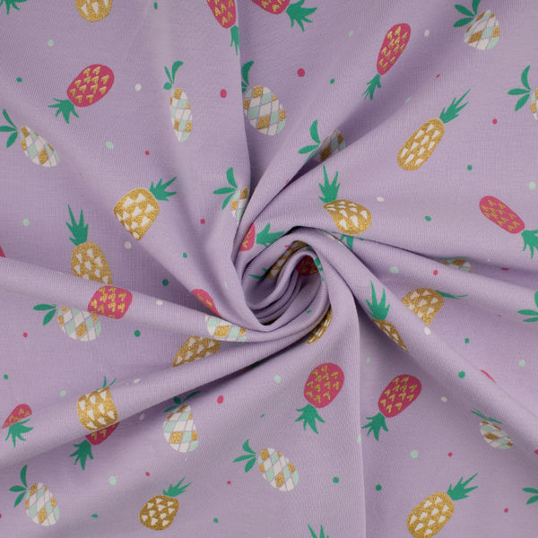 Cotton Lycra Knit Print - IMA-GINE F21 - Pineapple - Lilac