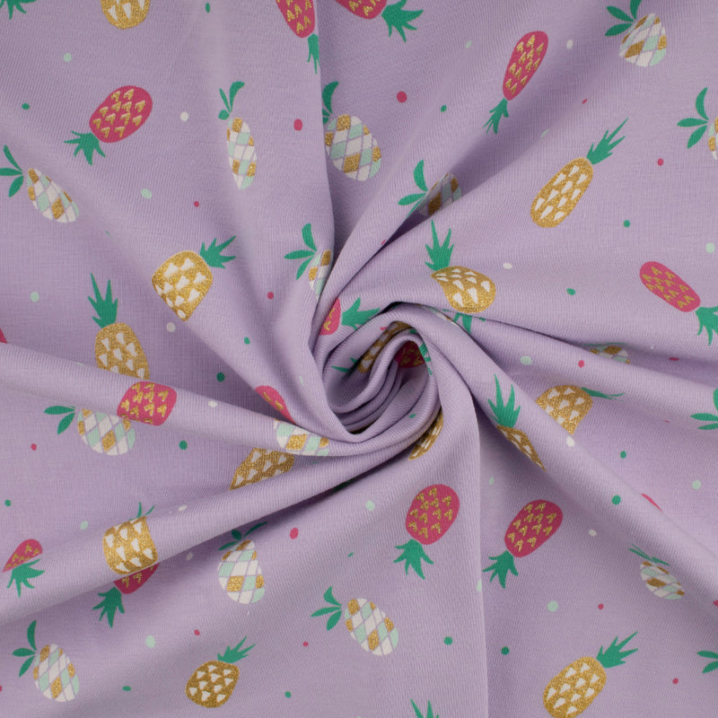 Cotton Lycra Knit Print - IMA-GINE F21 - Pineapple - Lilac