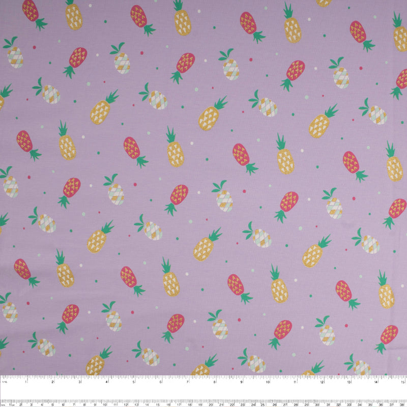 Cotton Lycra Knit Print - IMA-GINE F21 - Pineapple - Lilac