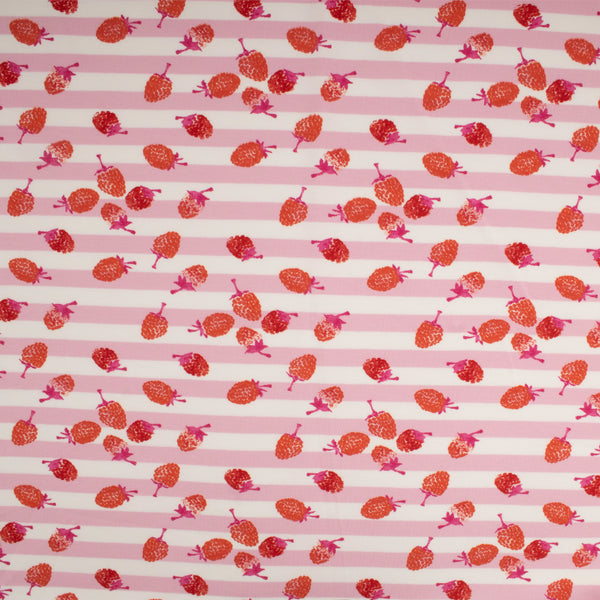 Cotton Lycra Knit Print - IMA-GINE F21 - Strawberry - Red