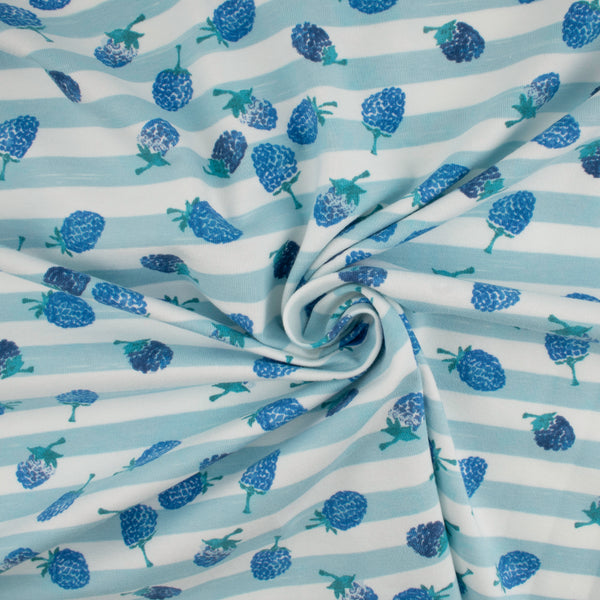 Cotton Lycra Knit Print - IMA-GINE F21 - Strawberry - Blue