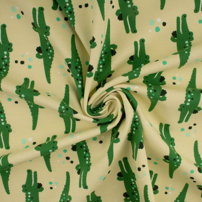 Cotton Lycra Knit Print - IMA-GINE F21 - Crocodile - Yellow