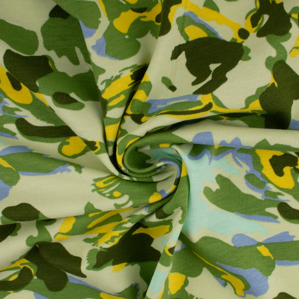 Tricot coton lycra imprimé - IMA-GINE F21 - Camouflage - Vert