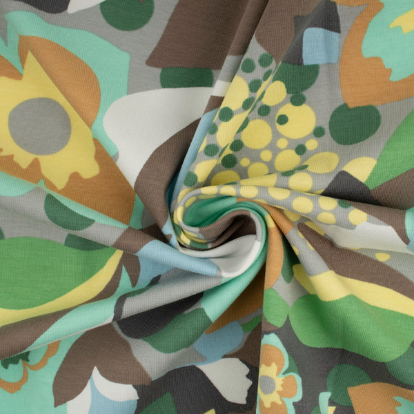 Cotton Lycra Knit Print - IMA-GINE F21 - Florals - Grey