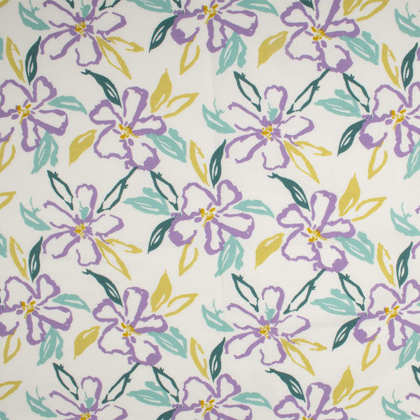 Cotton Lycra Knit Print - IMA-GINE F21 - Clematis - White / Lilac