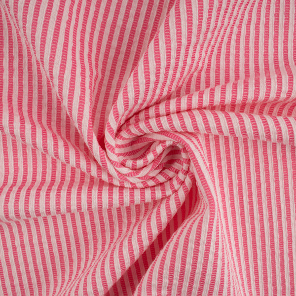 Cotton Lycra Knit Print - IMA-GINE F21 - Stripe - White / Pink
