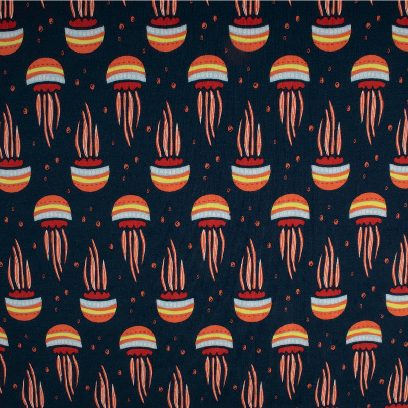 Cotton Lycra Knit Print - IMA-GINE F21 - Jellyfish - Navy