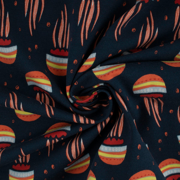 Cotton Lycra Knit Print - IMA-GINE F21 - Jellyfish - Navy