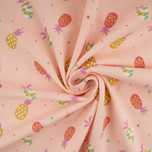 Cotton Lycra Knit Print - IMA-GINE F21 - Pineapple - Peach