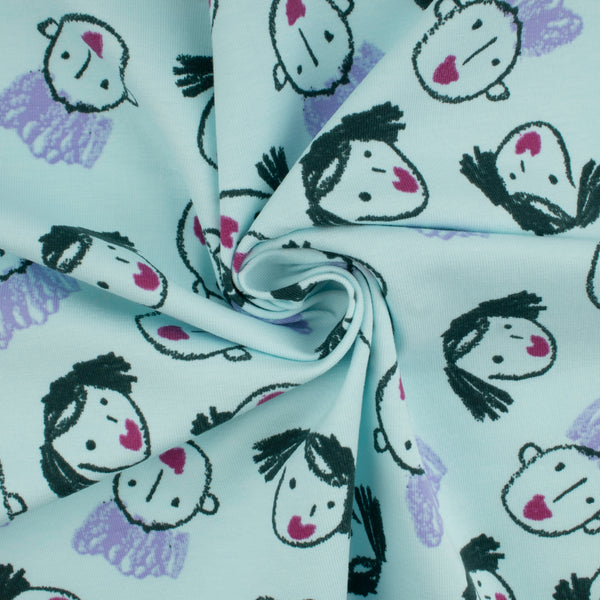 Cotton Lycra Knit Print - IMA-GINE F21 - Face - Aqua