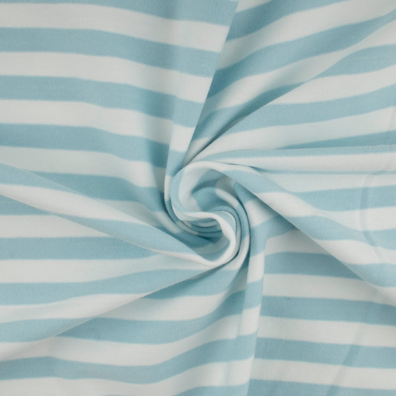 Tricot coton lycra imprimé - IMA-GINE F21 - Rayures - Blanc / Bleu