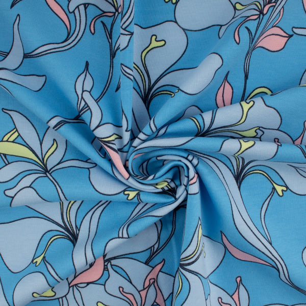 Cotton Lycra Knit Print - IMA-GINE F21 - Lily - Medium blue