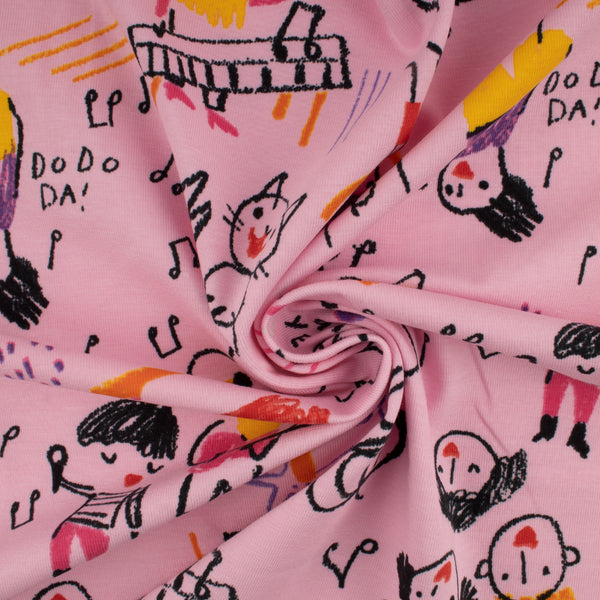 Cotton Lycra Knit Print - IMA-GINE F21 - Music - Medium pink