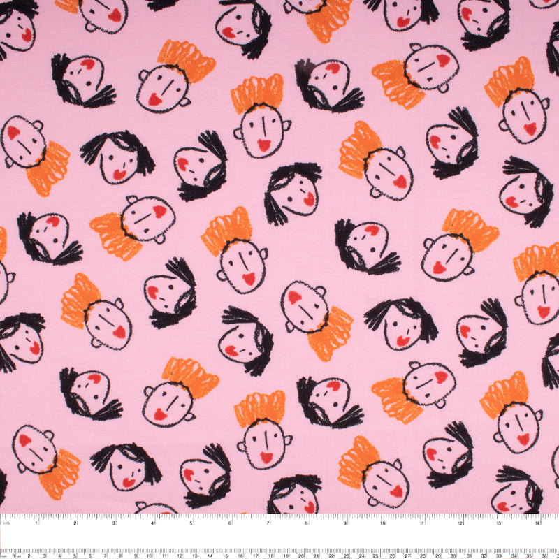 Cotton Lycra Knit Print - IMA-GINE F21 - Face - Pink