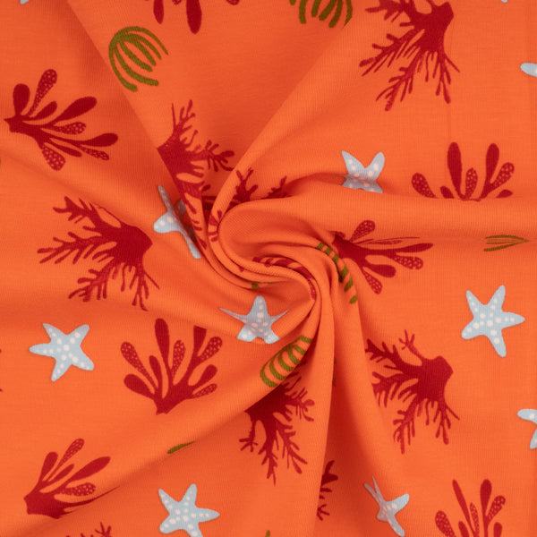 Cotton Lycra Knit Print - IMA-GINE F21 - Sea life - pumpkin