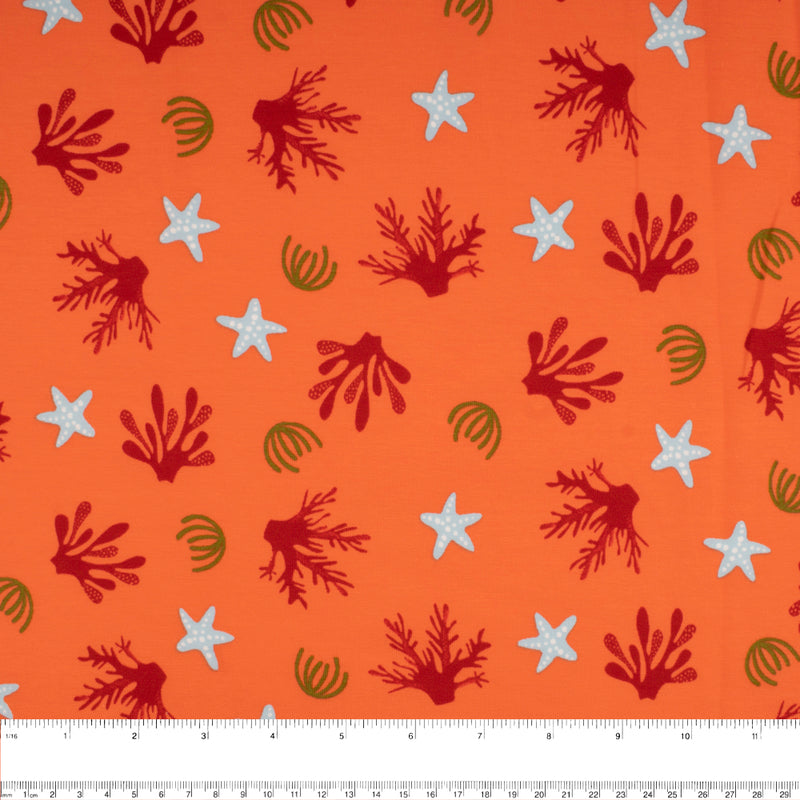 Cotton Lycra Knit Print - IMA-GINE F21 - Sea life - pumpkin