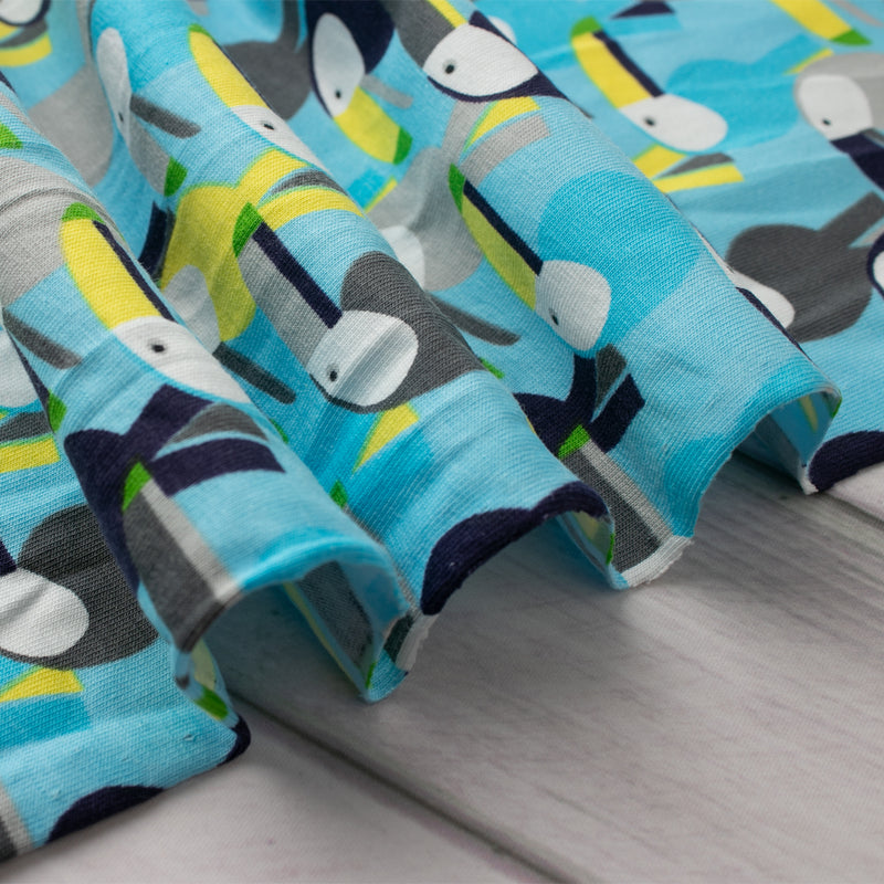 Cotton Lycra Knit Print - IMA-GINE F21 - Toucan - Blue