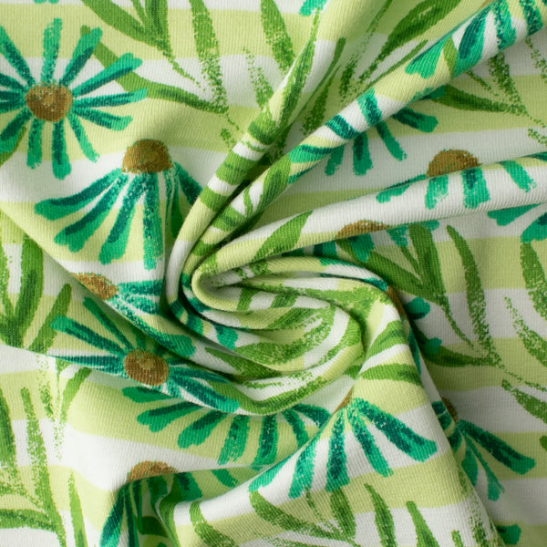 Cotton Lycra Knit Print - IMA-GINE F21 - Daisy - Green